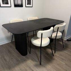 Black Dinner Table + 4 Chairs 