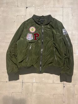 Just one Bomber womens Jacket XL Olive Green Military Surplus Pilot Patch Flight Army