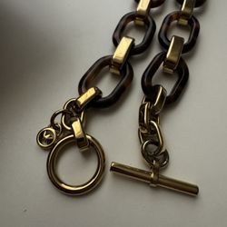 Michael Kors Tortoise And Gold Necklace 