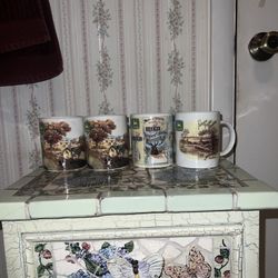 Lot of 4 John Deere Tractor Coffee Cup Mug Gibson Agriculture Ad Nostalgia Farm. No chips but logo is wearing off on bottom of 1. Two of the mugs are 