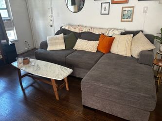 Sacia Sofa Chaise - Charcoal Couch