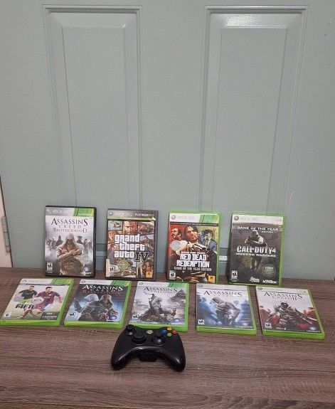 9 Xbox 360 Games And 1 Wireless Controller