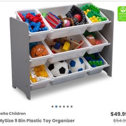Toy Organizer With Plastic Bins 