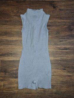 Blue Ribbed Sleeveless Turtleneck Romper