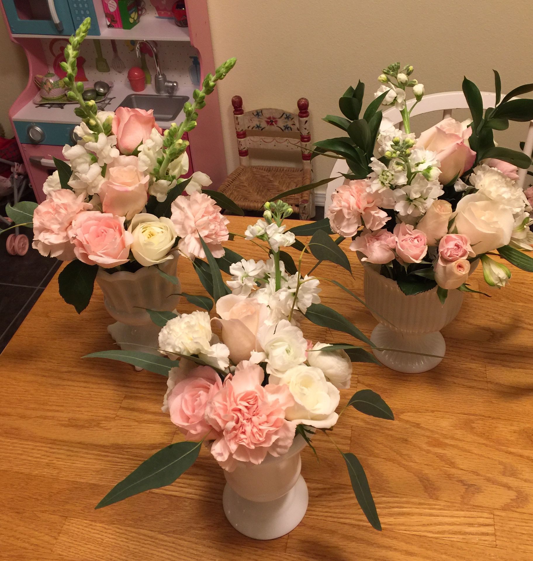 Vintage Milk glass vases and bowls