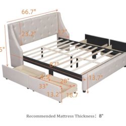 Queen Linen Upholstered Storage Bed  