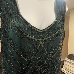 Green Party Dress Beaded/Sequence XL