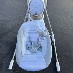 Ingenuity InLighten Motorized Vibrating Baby Swing, Swivel Infant Seat, Gray 