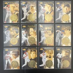 12x 1997 Pinnacle Mint Baseball Bronze Coins & Cards! Piazza Gwynn Maddux Jones