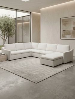 Organic 7 Piece Modular Down OVERSIZED Sleeper Sofa • White • Good Condition DELIVERY AVAILABLE