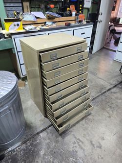 10 drawer metal cabinet.