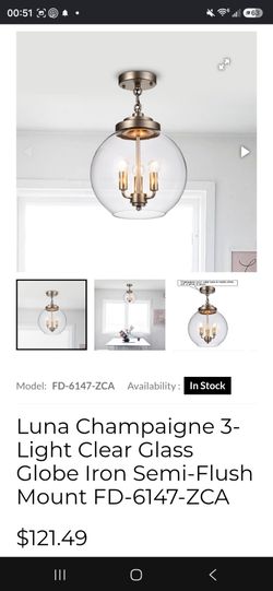 Clear Glass Globe Iron Semi-Flush Mount
