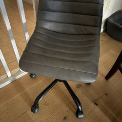 Grey Leather Swivel Office Chair