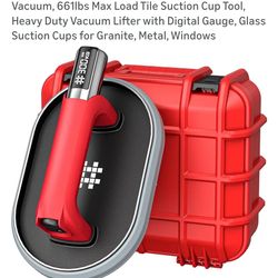 Electric Suction Cups for Glass, Auto&Manual Vacuum, 661lbs Max Load Tile Suction Cup Tool, Heavy Duty Vacuum Lifter with Digital Gauge, Glass Suction