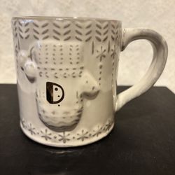 Anthropologie Snowcap D Mug. Coffee Mug Pre-Owned