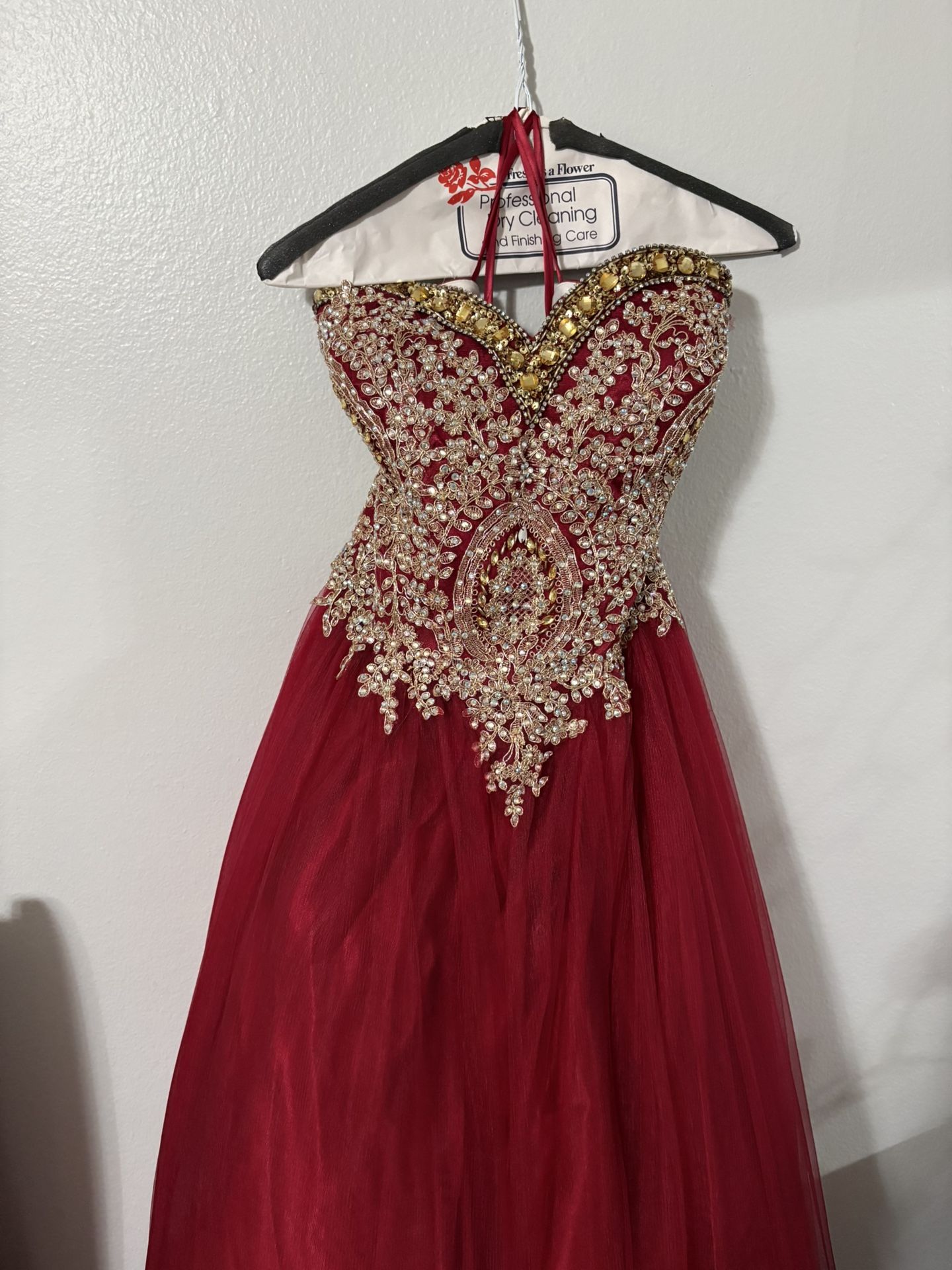 Fiesta Fashion Burgundy and Gold Quinceañera Dress, Size 2XL