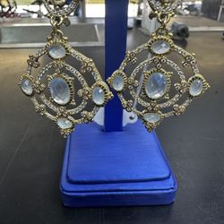 18K Diamond Moonstone Earrings 