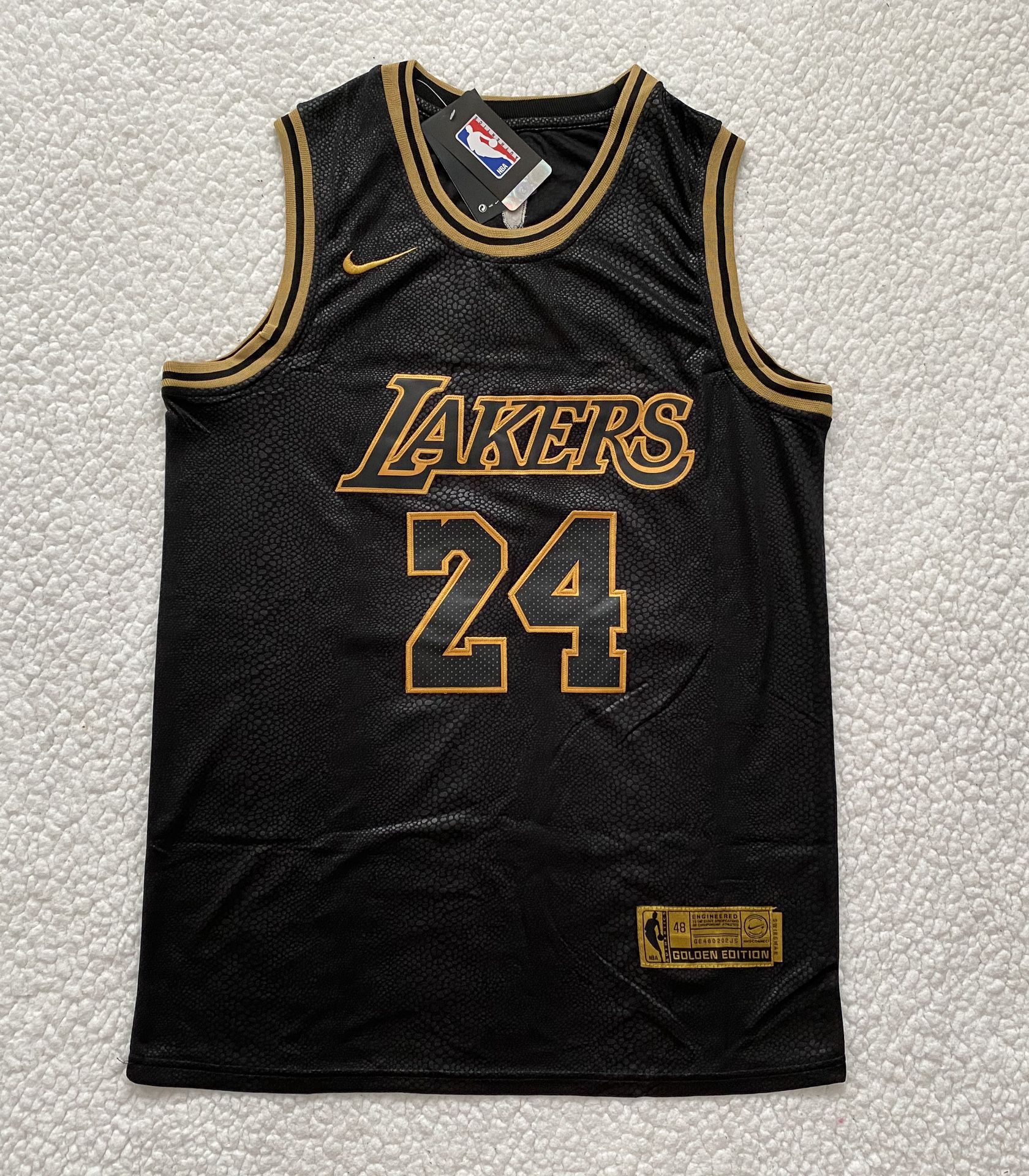 Kobe Bryant Los Angeles Lakers NBA Jersey - Brand New - Men’s - Nike Golden Edition NBA Black “Mamba Leather” Basketball Jersey - M and L