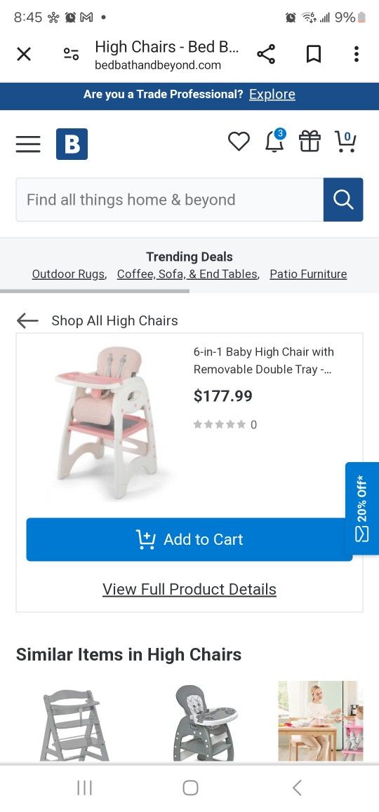 Pink Baby Highchair Retail $178