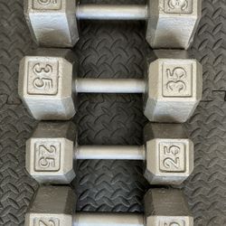 Pair Of 25 And 35 Pound HEX Dumbbells 