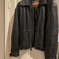 ColeBrook Men’s Black Leather Bomber Jacket SizeXL