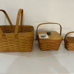 Longaberger Set 3 Vintage Baskets - Excellent Condition 