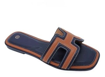 Women's H-Strap Flat Slide Sandals Size 37,39