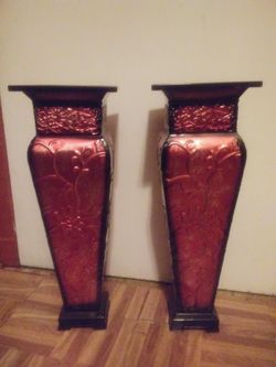 Hosley 21.25 Inch Tall Embossed Red Floor Vase $15 Each