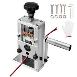 Manual Wire Stripping Machine, 0.06-1 in, Copper Stripper with Hand Crank or Drill Powered, 64Mn Quenched Blades, 45# Steel Rollers, Aluminum Alloy Fr