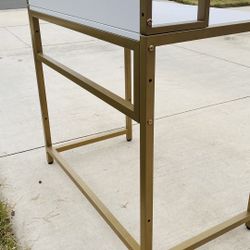 Wood and Gold Metal Desk w/Matching Bookcase