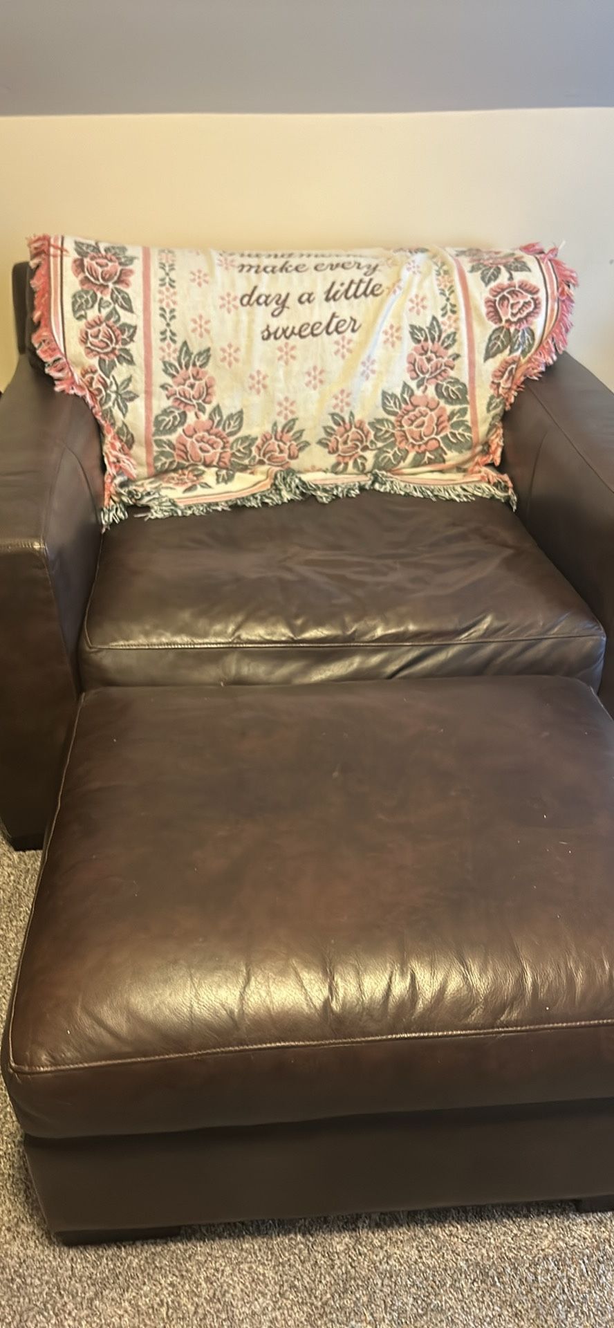 Leather Chair & Ottoman 