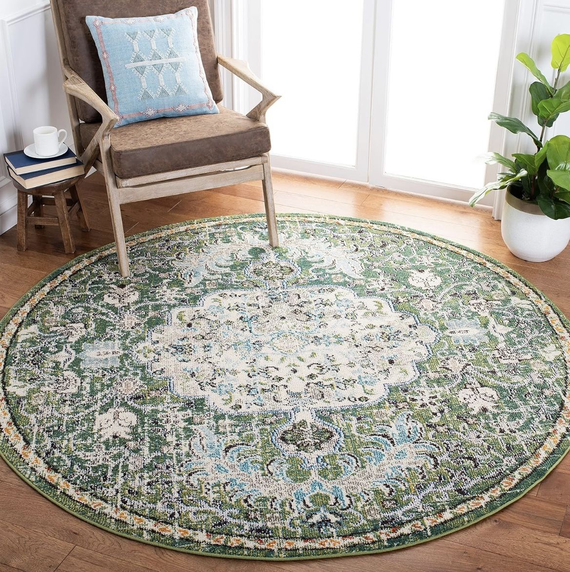 Distressed Round Area Rug