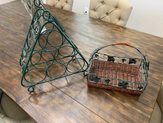 Decorative Wine Rack & Matching Basket