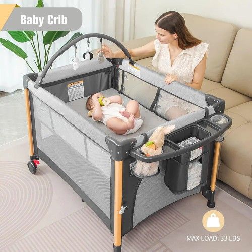Baby Bassinet 5 in 1 Pack and Play,Baby Crib