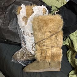 Justfab Selena Faux Fur Size 10 Boots