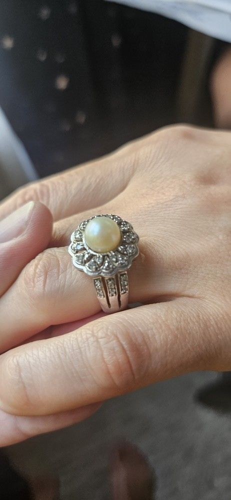 🌞New Silver Ring With Natural Pearl🌞