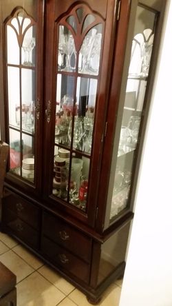 Wood and Glass Cherry Cabinet