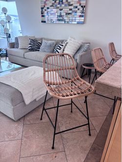 Set of 3 Boho Rattan Counter Bar Stools- All 3!!!