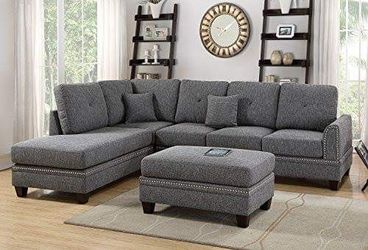 REVERSIBLE 2 PIECE SECTIONAL SOFA COUCH OTTOMAN CHAISE