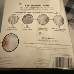 Bathroom Curtains With Liner & Hooks 