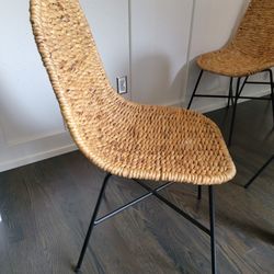 Set of 4 Threshold Bretton Woven Dining Chair with Metal Legs