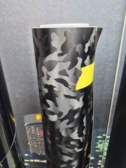 Camo camouflage black satin vinyl wrap by the yard