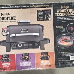 Ninja Woodfire 141 sq in 1760 Watts Electric Outdoor Grill & Smoker with Air Fry, BBQ Smoke, and Real Wood Pellet Flavor New