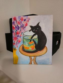 Naughty Cat Canvas Painting