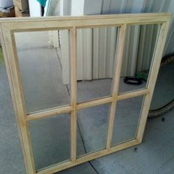 Vintage MIRROR Wood Frame - Antique Glass Decor Square Shabby Chic Reclaimed 