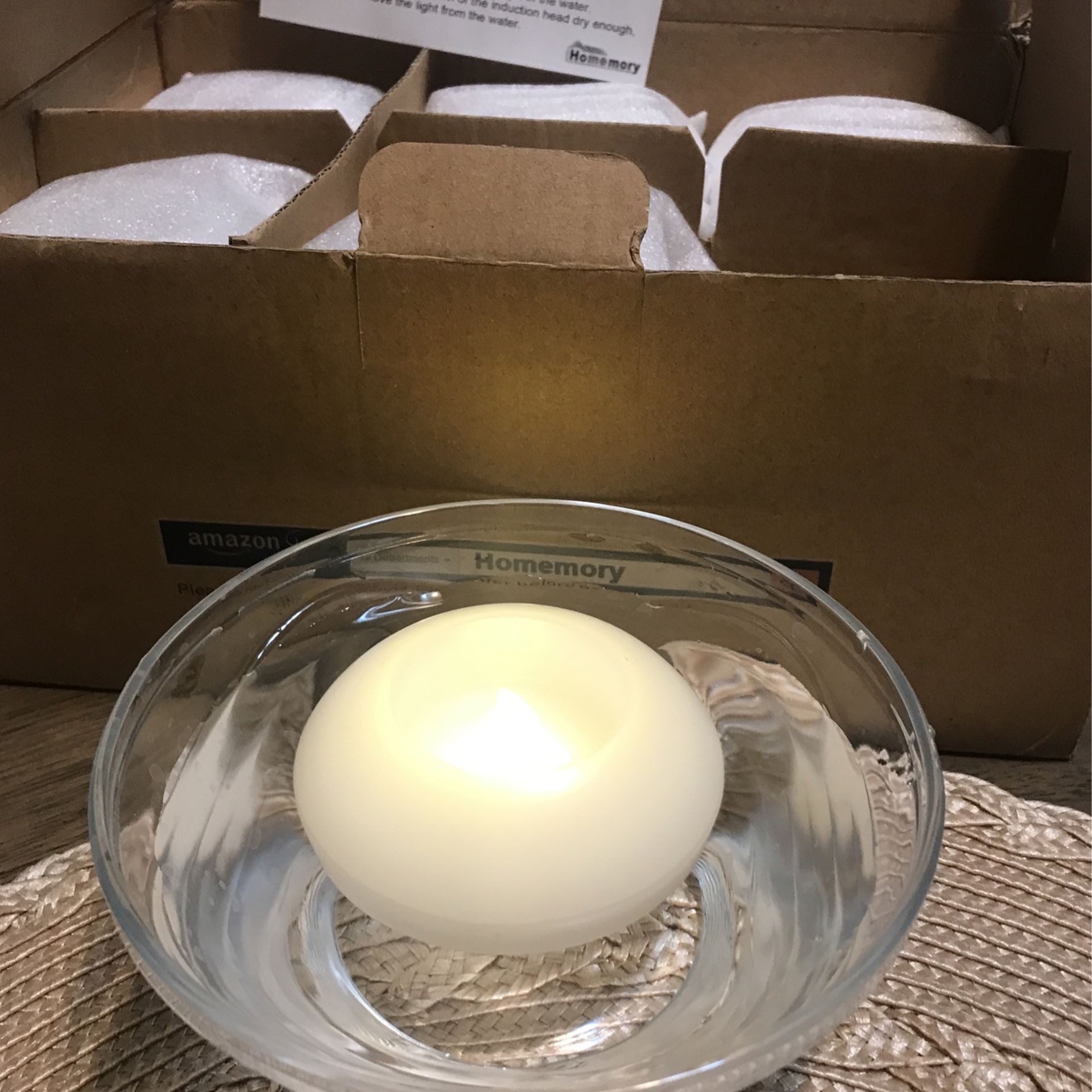 Homemory 3 Inch Flameless Floating Candles, 100 Hour, White Wax, Battery Flickering Waterproof Tealights - Wedding Centerpiece, Engagement, Dinner Par