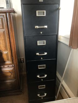 4 Drawer Black Metal Filing Cabinet