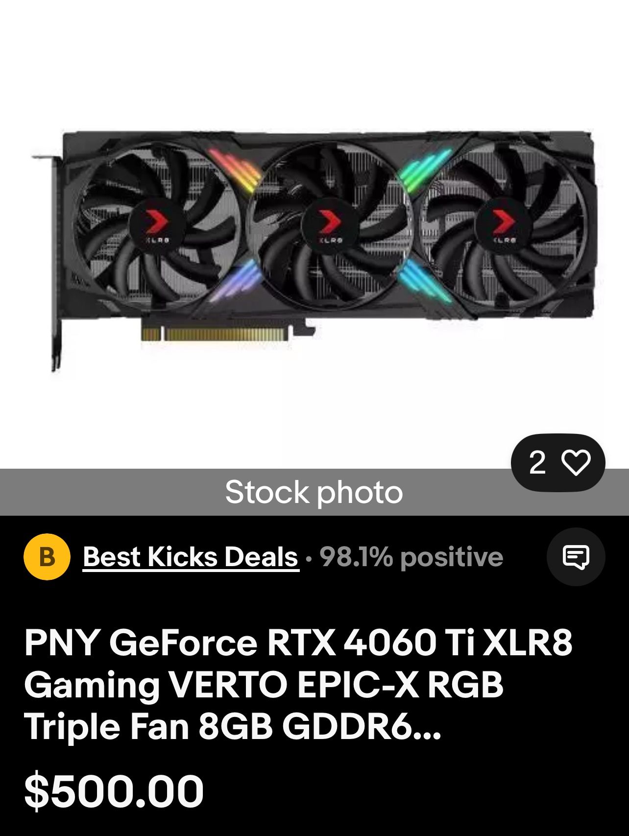 PNY GeForce RTX 4060 Ti XLR8 Gaming VERTO EPIC-X RGB Triple Fan 8GB GDDR6...