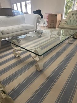 Vintage Glass & Iron Coffee Table