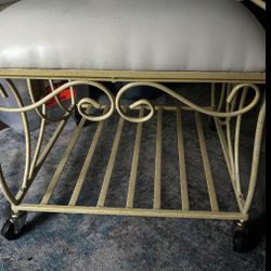 Vintage Wrought Iron Vanity Bench